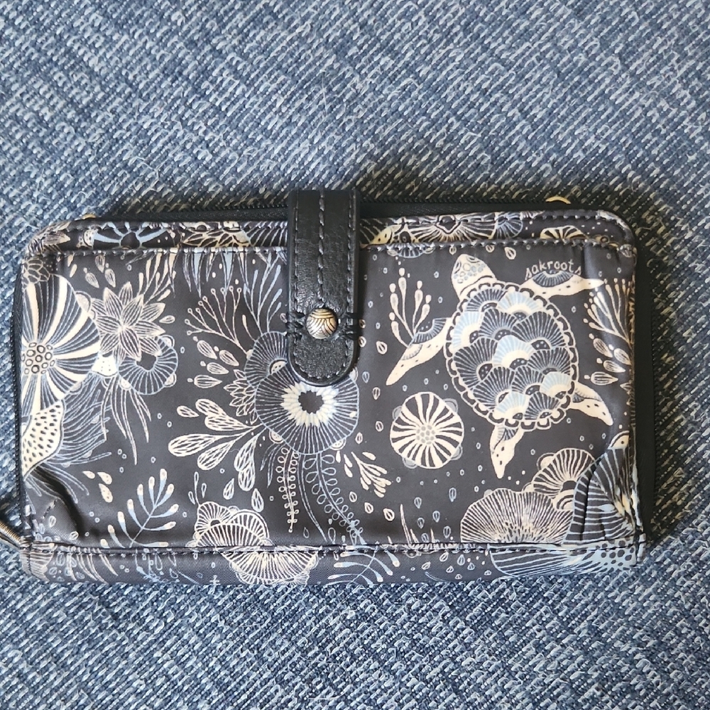 Sakroots Black and White Floral Wallet